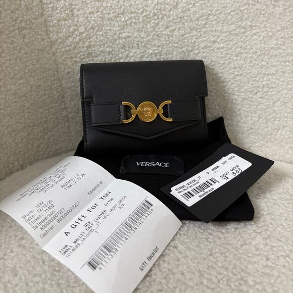 Versace Medusa 95 Black Leather Wallet with Gold Medusa Emblem - Picture 2 of 6